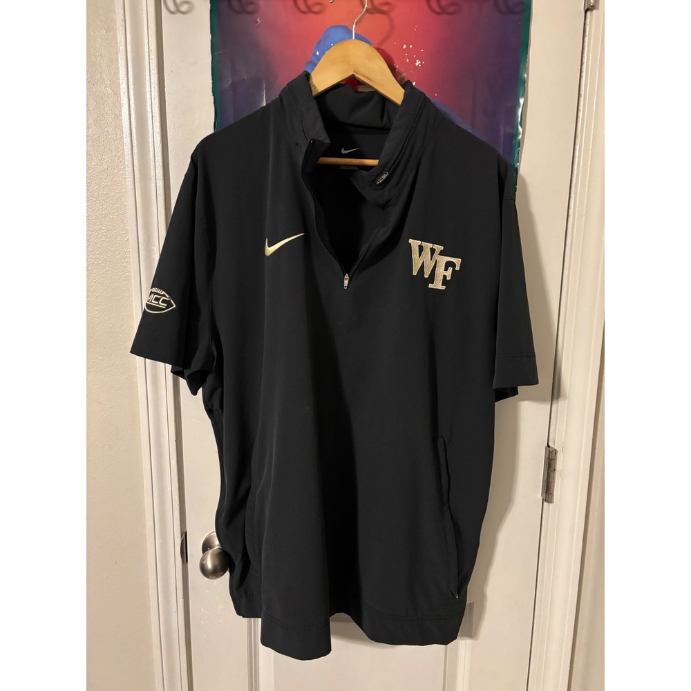 Nike Wake Forest Demon Deacons Mens XL Black Short Sleeve Quarter Zip Pullover